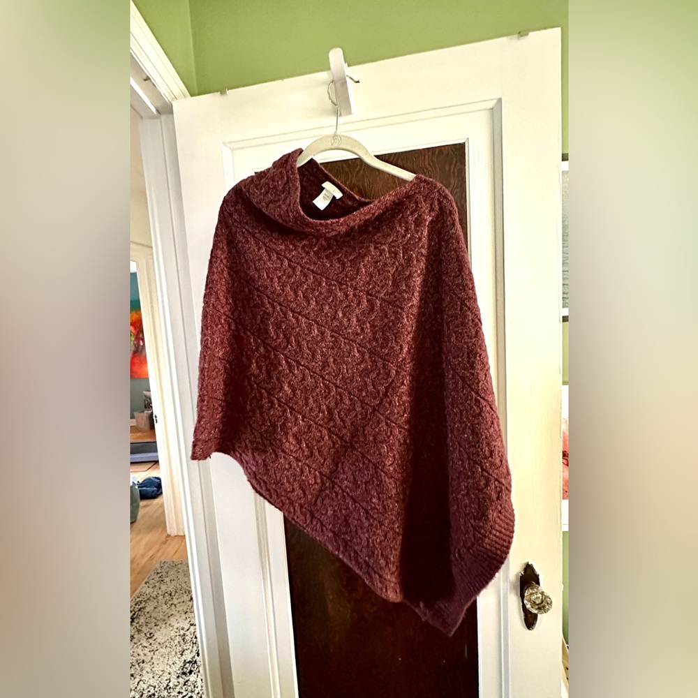 J. Jill Elegant Maroon Women's Poncho Sweater
